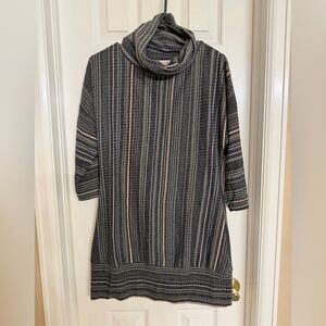 Aventura Striped Cowl Neck Sweater - Gray striped- size small